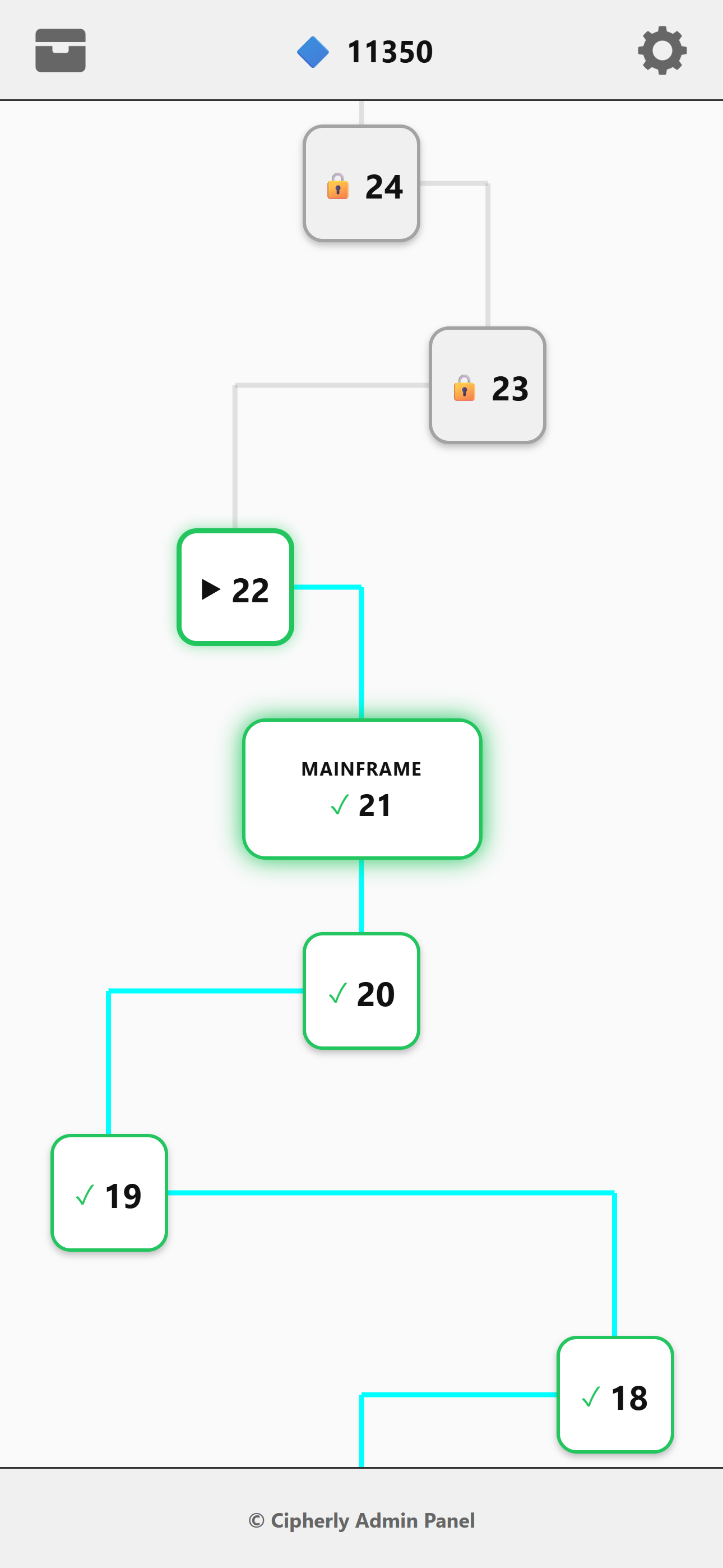 Cipherly level map using the white theme